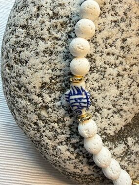 Stunning white lava rock necklace